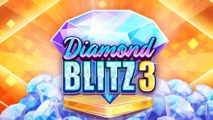 Tampilan visual slot Diamond Blitz 3 dengan simbol permata dan latar belakang emas.
