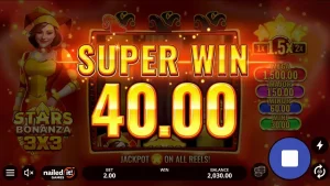 Tampilan visual slot Stars Bonanza 3x3 dengan tema buah dan kosmik